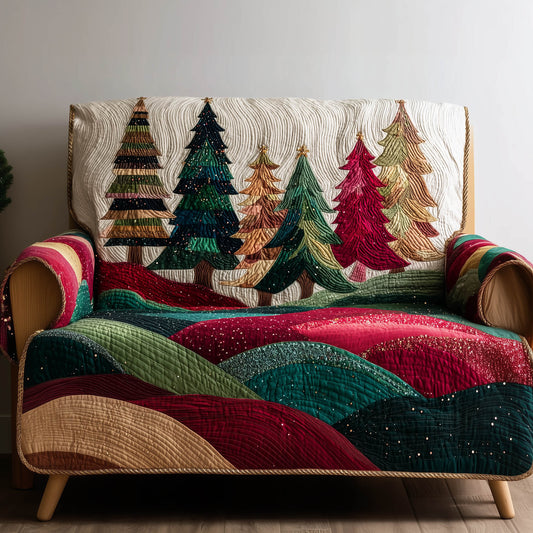 Glittering Hills Quilted Sofa Cover Festive Couch Furniture Top Christmas Gifts For Family Trendyhomewear - Pvr