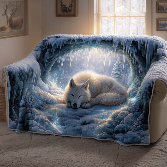 Wolf Winter Lonely Quilted Sofa Cover Christmas Couch Protector Novelty Wolf Gifts For Her Trendyhomewear - Pvr
