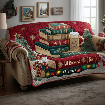 All Booked For Christmas Quilted Sofa Cover Festive Holiday Sofa Decor Book Gifts For Dad Trendyhomewear - Pvr