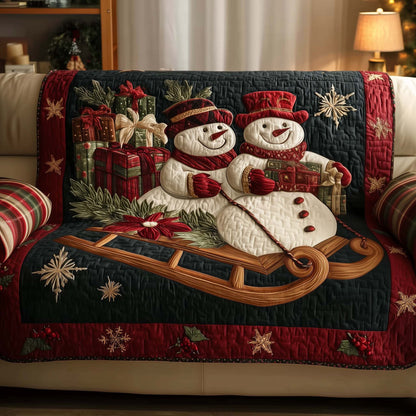 Snowman Delivery Quilted Sofa Cover Xmas Holiday Sofa Decor Snowman Related Gifts Trendyhomewear - Pvr
