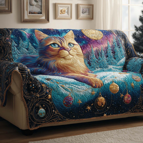 Cat Ms Elegance Quilted Sofa Cover Cute Holiday Couch Protector Cozy Room Decor Cat Gifts Trendyhomewear - Pvr
