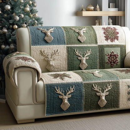 Winter Antler Quilted Sofa Cover Unique Xmas Sofa Furniture Antler Themed Gift Items Trendyhomewear - Pvr