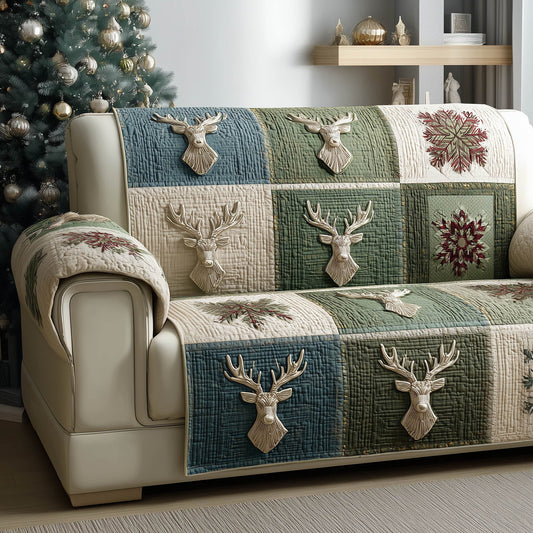 Winter Antler Quilted Sofa Cover Unique Xmas Sofa Furniture Antler Themed Gift Items Trendyhomewear - Pvr