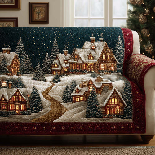 Village's Christmas Quilted Sofa Cover Xmas Sofa Furniture Holiday Living Room Decor Gifts Trendyhomewear - Pvr
