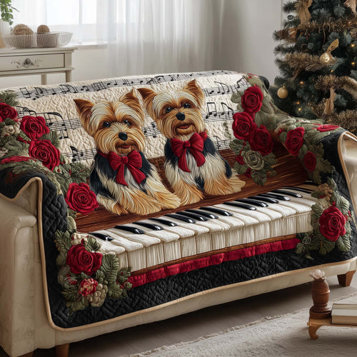 Yorkshire Terrier Song Quilted Sofa Cover Christmas Couch Furniture Present For Dog Owners Trendyhomewear - Pvr