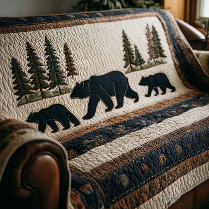 Bear Rustic Wildlife Quilted Sofa Cover Xmas Holiday Sofa Pad Top Gifts For Bear Lovers Trendyhomewear - Pvr