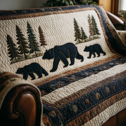 Bear Rustic Wildlife Quilted Sofa Cover Xmas Holiday Sofa Pad Top Gifts For Bear Lovers Trendyhomewear - Pvr