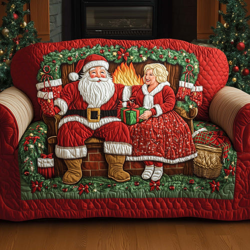 Santa Girlfriend Quilted Sofa Cover Xmas Holiday Sofa Decor Novelty Santa Themed Gifts Trendyhomewear - Pvr