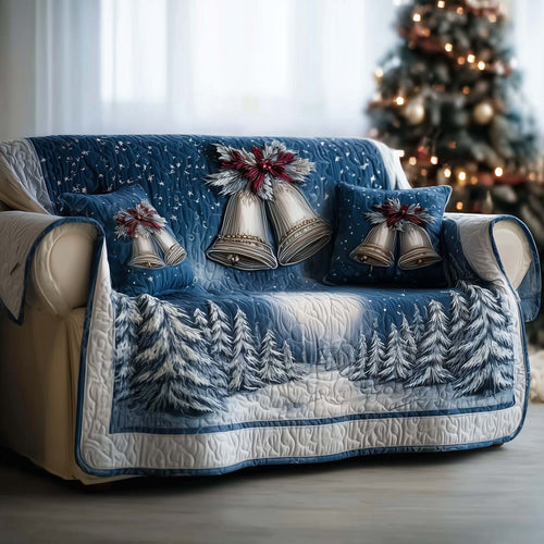 Bell Frozen Holiday Quilted Sofa Cover Cool Xmas Sofa Furniture Angel Bell Gift Items Trendyhomewear - Pvr