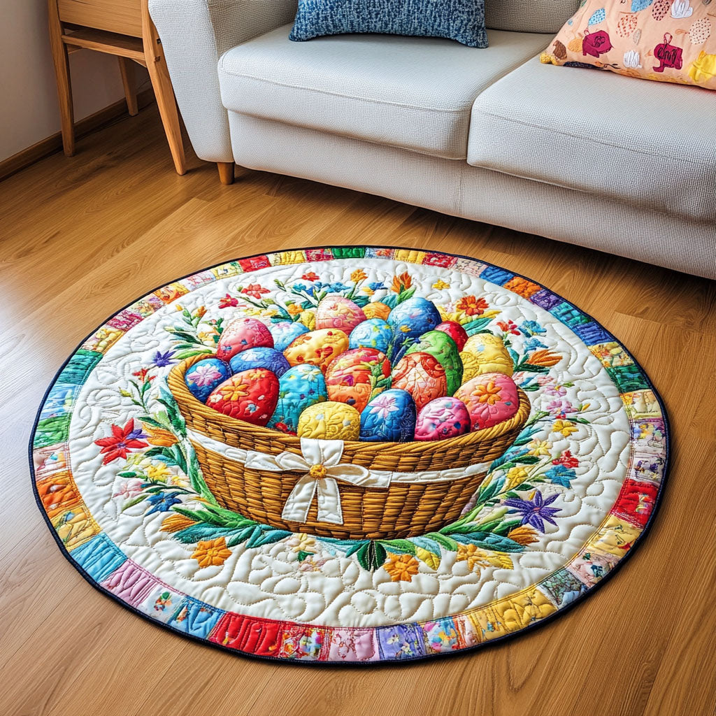 Easter Basket Quilted Round Mat Cute Holiday Living Decor Best  Gifts For Friends
