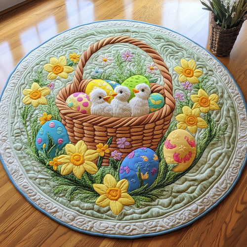 Chick Nest Quilted Round Mat Cute Holiday Living Decor Cute Chicken Gifts For Daughter