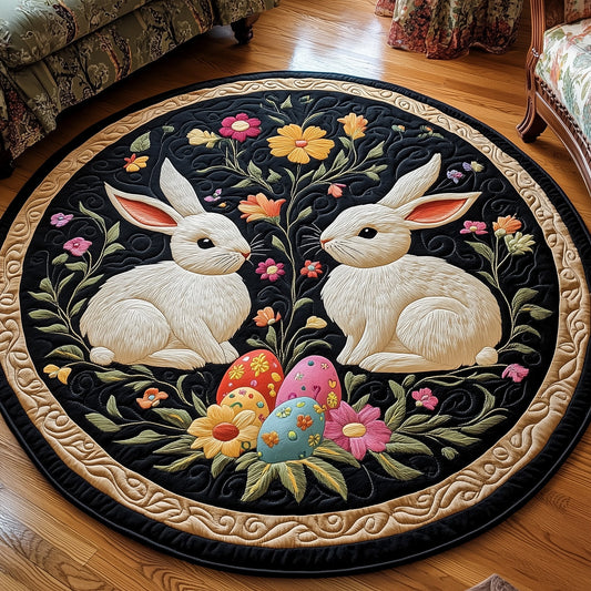 Cherished Bunny Couple Quilted Round Mat Holiday Living Decorations Birthday Gifts For Rabbit Lovers