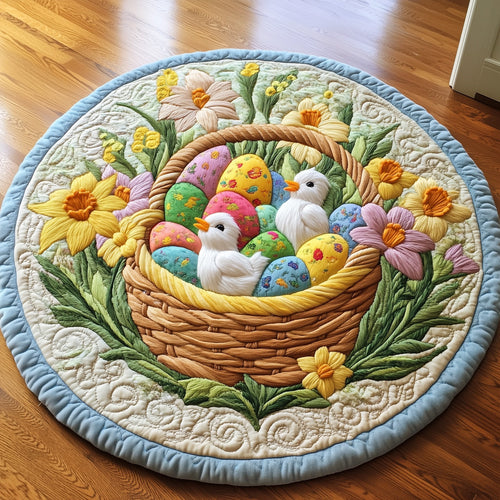 Easter Chicken Quilted Round Mat Cute Holiday Room Decor Best Gifts For Family