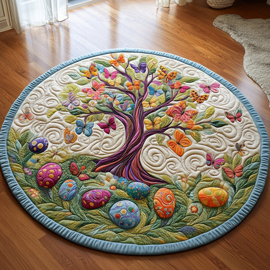 Spring Awakens Quilted Round Mat Easter Holiday Room Decor Best Gifts For Grandma