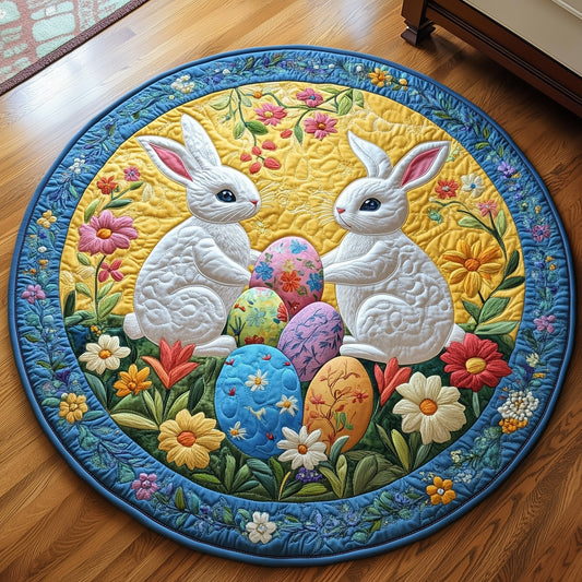 Cherished Bunny Couple Quilted Round Mat Holiday Living Decorations Birthday Gifts For Mom