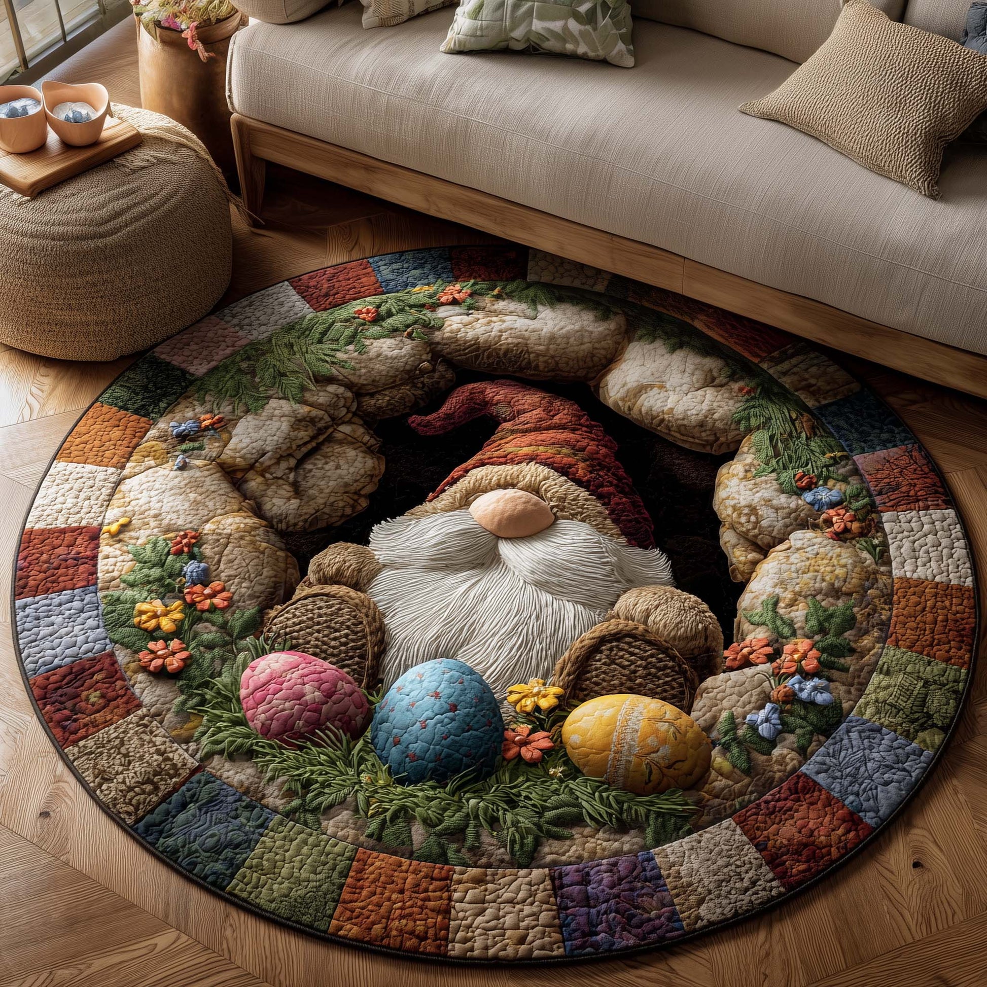 Spring Blessing Quilted Round Mat Easter Holiday Room Decor Best Gifts For Grandma