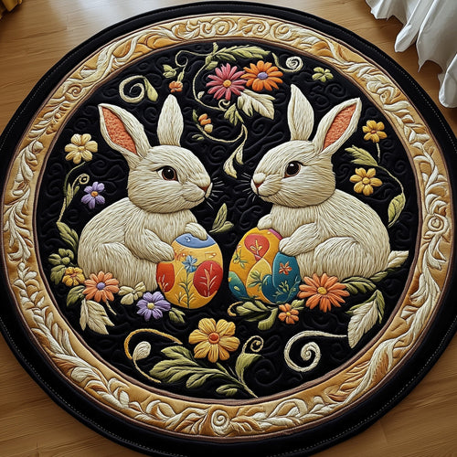 Cherished Bunny Couple Quilted Round Mat Holiday Living Decorations Great Gift For Bunny Owners