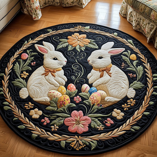 Cherished Bunny Couple Quilted Round Mat Holiday Living Decorations Cute Gift For Couple