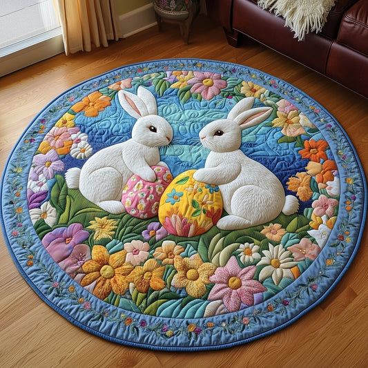Cherished Bunny Couple Quilted Round Mat Holiday Living Decor Great Gift For Couple