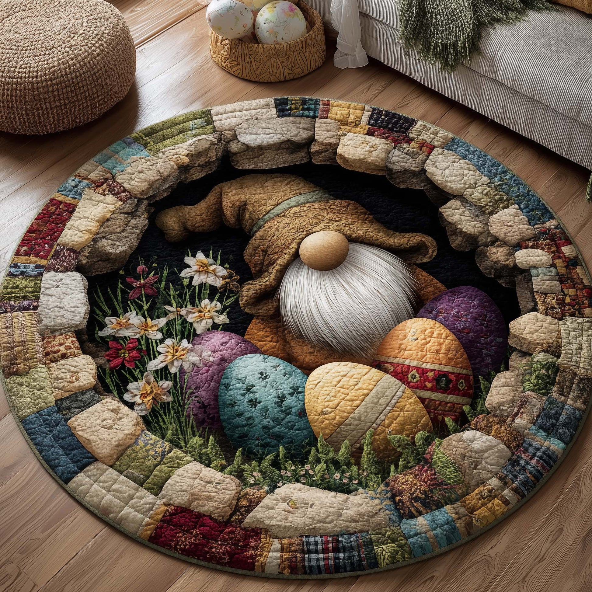 Spring Blessing Quilted Round Mat Easter Holiday Room Decor Best Gifts For Daughter