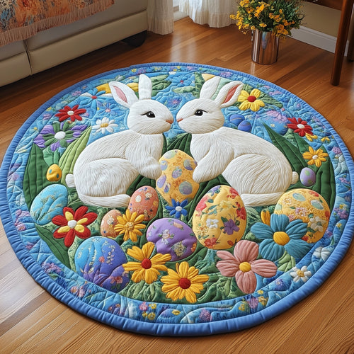 Cherished Bunny Couple Quilted Round Mat Holiday Living Decor Great Gift For Boyfriend