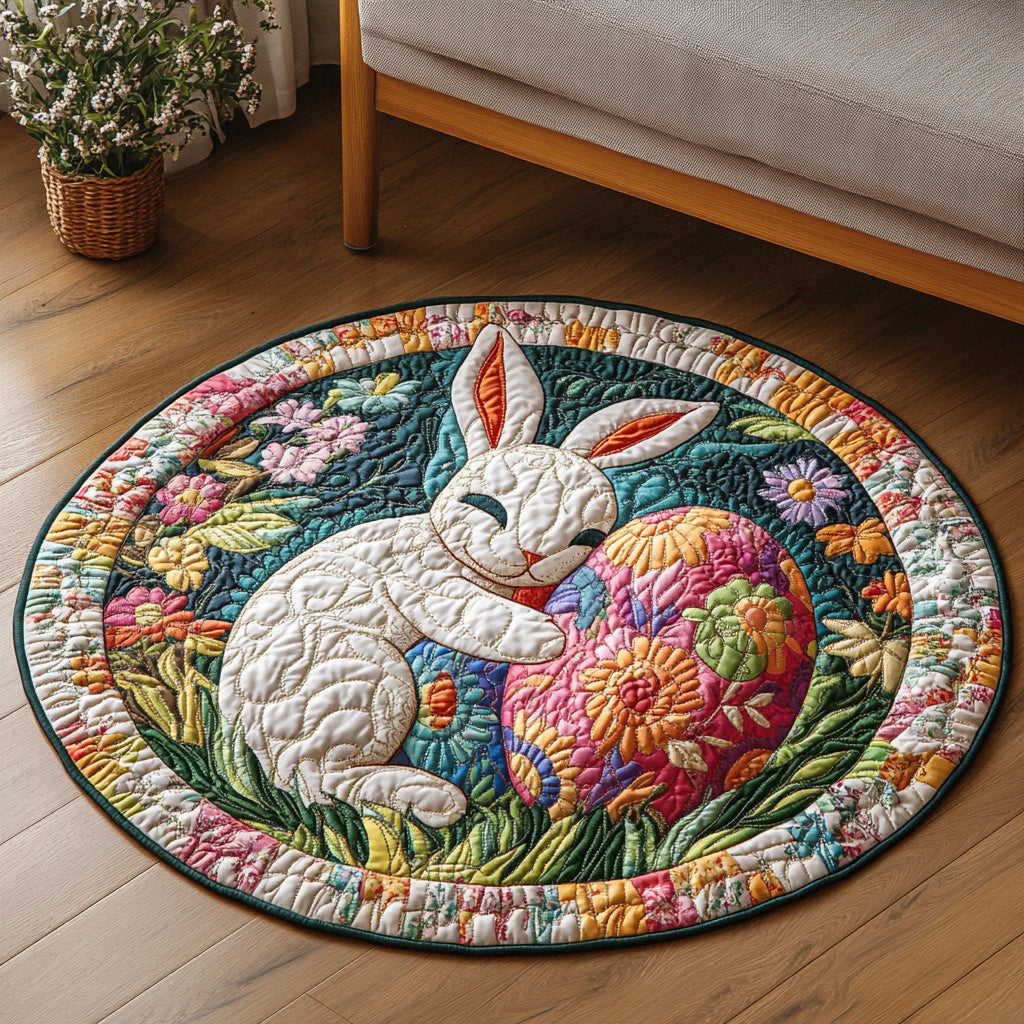 Easter Hug Quilted Round Mat Cute Holiday Room Decor Best Gifts For Friends