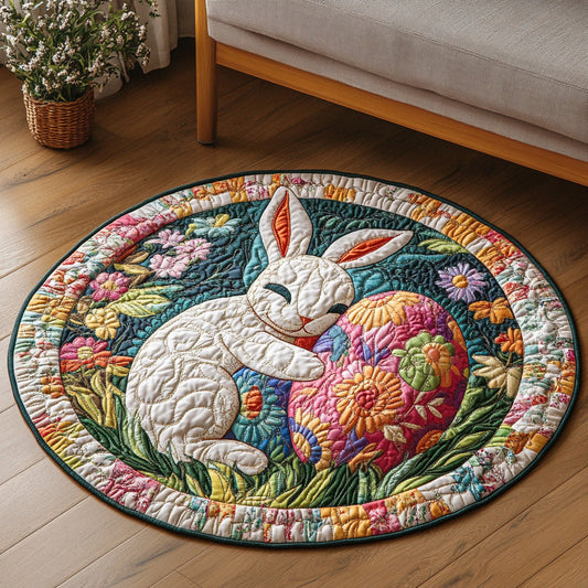 Easter Hug Quilted Round Mat Cute Holiday Room Decor Best Gifts For Friends