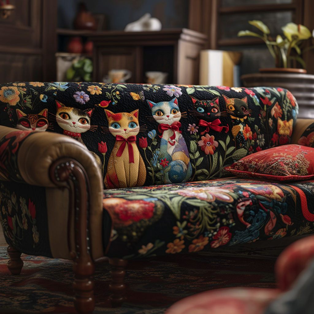 Cozy Botanica Quilted Sofa Cover Cat Lovely Christmas Luxury Home Decor Gift For Girls - Pvr