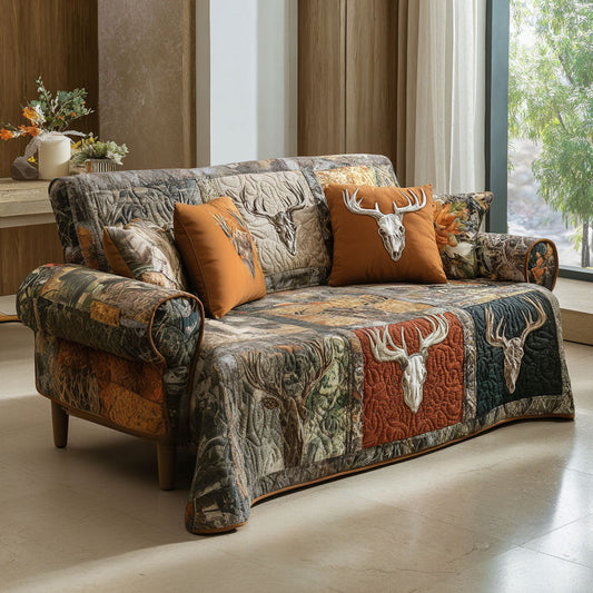 Cabin Serenity Quilted Sofa Cover Christmas Home Decor Christmas Presents For Deer Hunters - Pvr