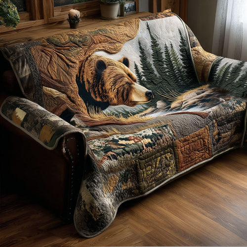 Bear Creek Comfort Quilted Sofa Cover Luxury Living Room Decor Best Bear Gift Ideas - Pvr