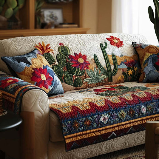 Desert Bloom Quilted Sofa Cover Tree Vintage Themed Luxury Home Decor Gift For Guys - Pvr