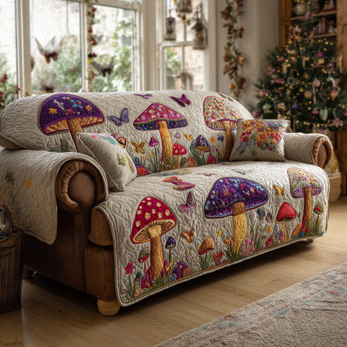 Faerie Mushroom Quilted Sofa Cover Mushroom Diversity Holiday Design Home Decor Xmas Gift - Pvr