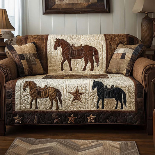 Heartland Rodeo Quilted Sofa Cover Horse Living Room Vintage Sofa Protector Gift For Dad - Pvr