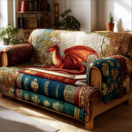 Dragon Story Vault Quilted Sofa Cover Dragon Secret Luxury Living Room Decor Gift For Guys - Pvr