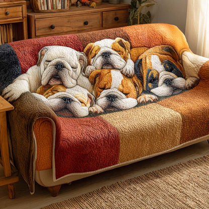 Bulldog Nap Haven Quilted Sofa Cover Dog Living Room Decor For Christmas Gift For Boys - Pvr