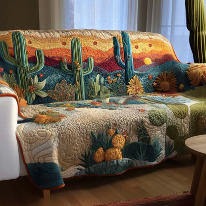 Hot Sands Quilted Sofa Cover Catcus Bloom Holiday Design Home Decor Gift For Girls - Pvr