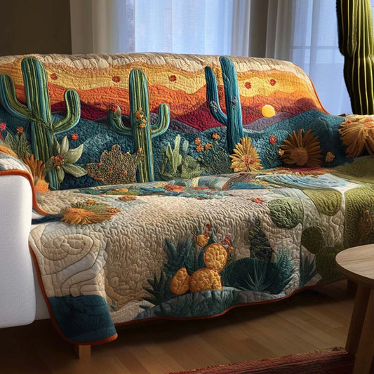 Hot Sands Quilted Sofa Cover Catcus Bloom Holiday Design Home Decor Gift For Girls - Pvr