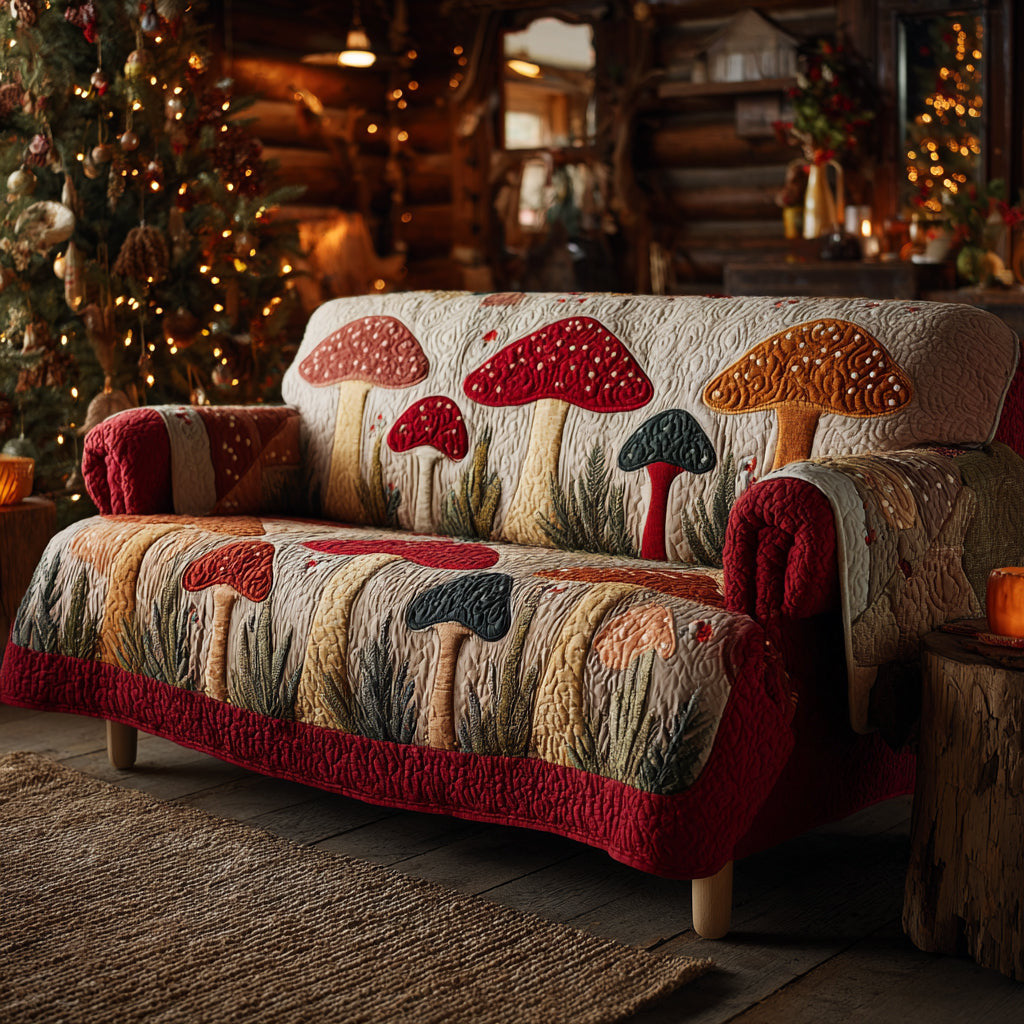 Enchanted Mushroom Grove Quilted Sofa Cover Diversity Holiday Design Home Decor Xmas Gift - Pvr