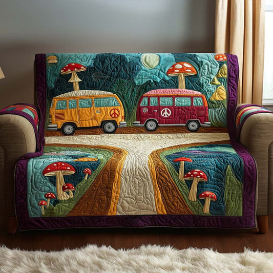Happy Route Quilted Sofa Cover Bus Dynamic Themed Luxury Home Decor Gift For Brother - Pvr