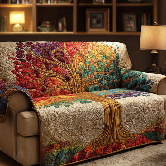 Floral Dawn Quilted Sofa Cover Christmas Living Room Decor Tree gift for Women - Pvr