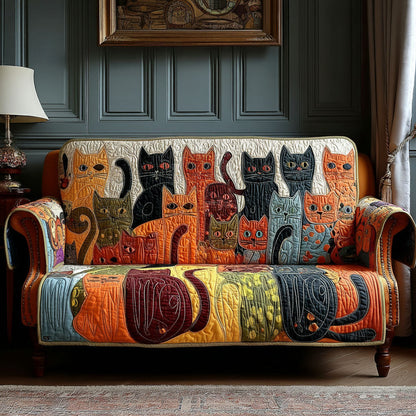 Cat Collage Quilted Sofa Cover Christmas Room Decor Cat Merchandise Gifts - Pvr