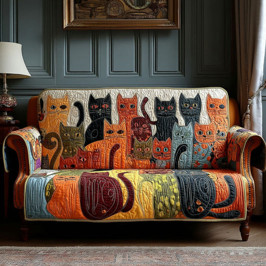 Cat Collage Quilted Sofa Cover Christmas Room Decor Cat Merchandise Gifts - Pvr
