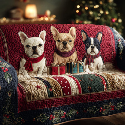 JGift Box Frenchies Quilted Sofa Cover Bitbull Funny Protector Unique Decor Inspired Xmas Gift - Pvr