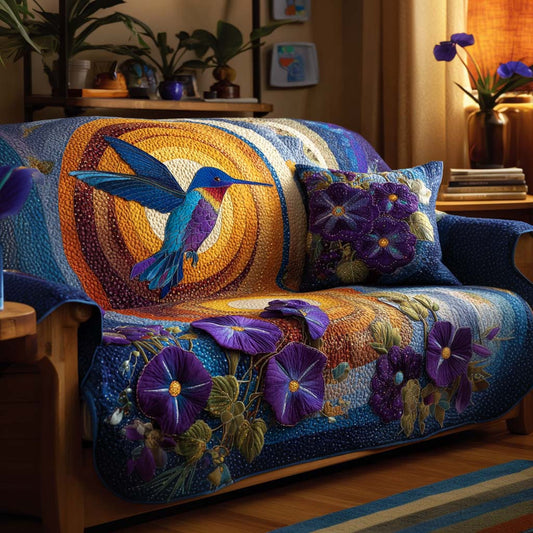Feathered Gem Quilted Sofa Cover Holiday Design Home Decor Flower Gifts For Grandma - Pvr
