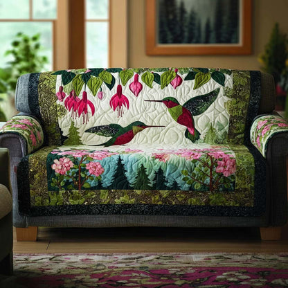 Flower Nectar Quilted Sofa Cover Hummingbird Natural Animal Design Home Decor Gift For Son - Pvr