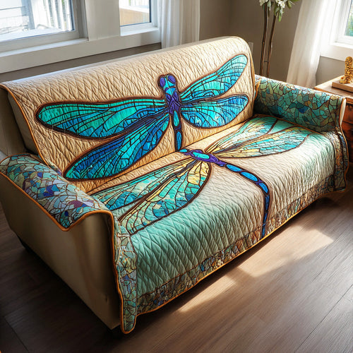 Summer Breeze Flight Quilted Sofa Dragonfly Living Room Vintage Sofa Protector Gift For Her - Pvr