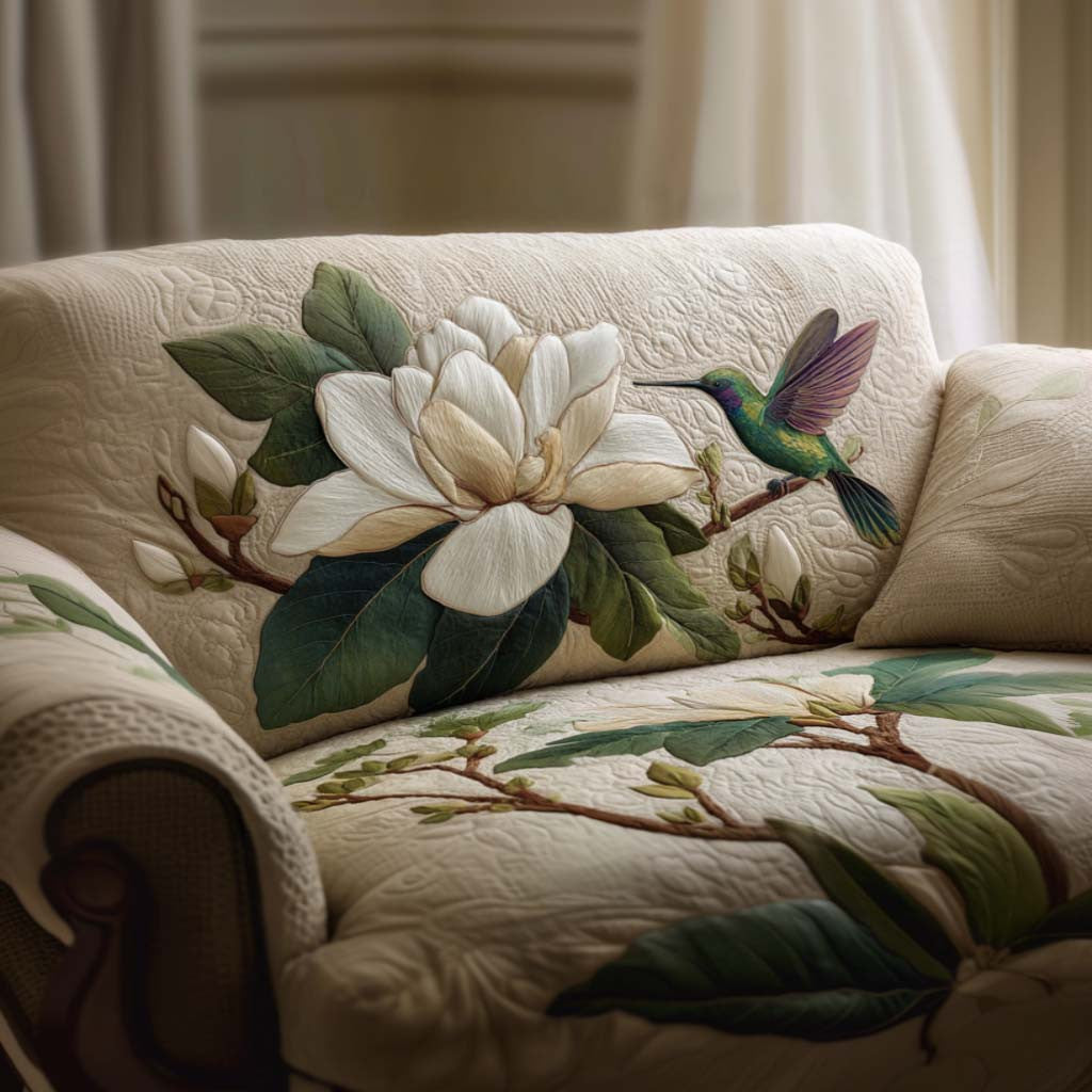 Sweetest Sip Quilted Sofa Cover Nectar Bird Holiday Design Home Decor Gift For Her - Pvr