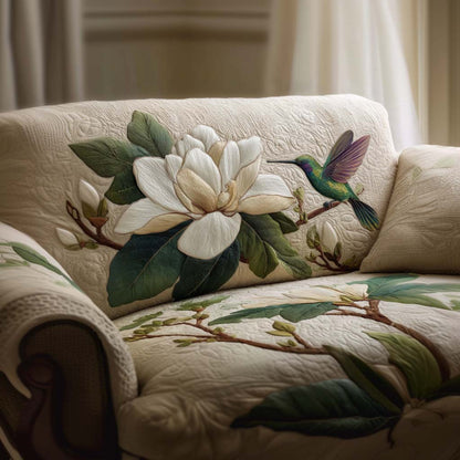 Sweetest Sip Quilted Sofa Cover Nectar Bird Holiday Design Home Decor Gift For Her - Pvr
