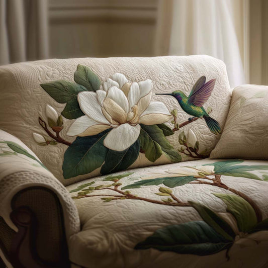 Sweetest Sip Quilted Sofa Cover Nectar Bird Holiday Design Home Decor Gift For Her - Pvr