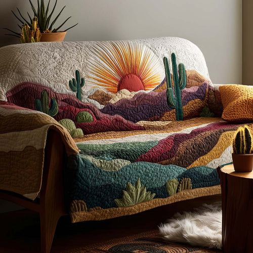 Sun Drenched Desert Quilted Sofa Cover Desert Sun Pattern Boho Style Home Decor Gift For Mum - Pvr